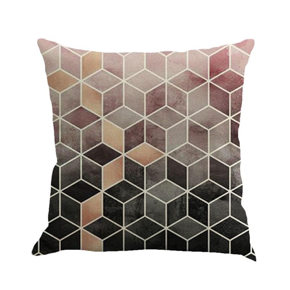 Geometry Painting Linen Pillow Case Cute Throw Pilow Cover 45*45cm Taie d'oreiller: F