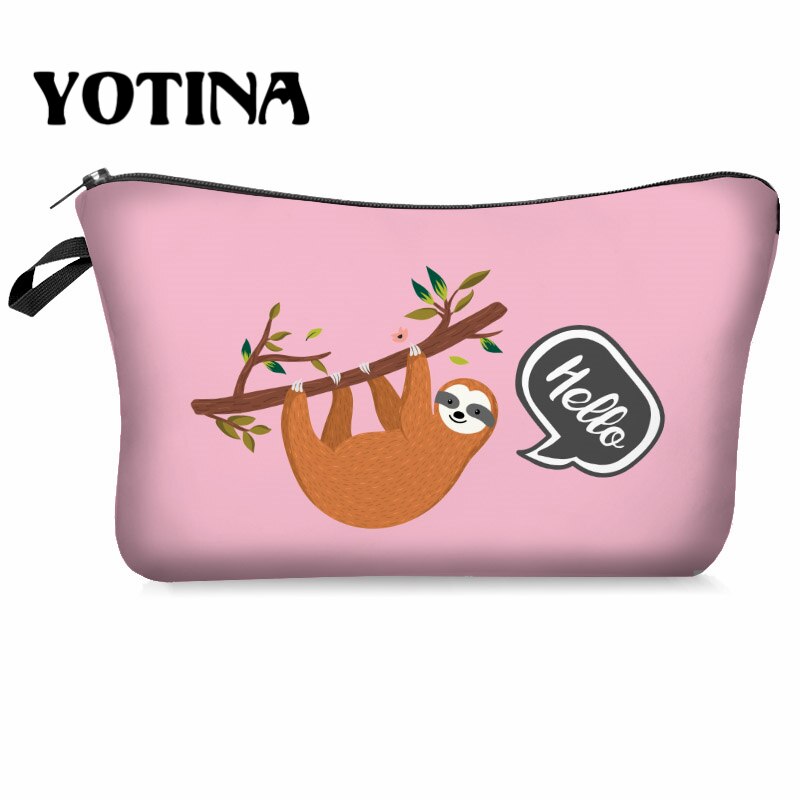 Bolsa de maquillaje Yotina para mujer, bolsa de cosméticos con patrón Multicolor, bolsa de aseo con estampado de llama en 3D, organizador de maquillaje de viaje