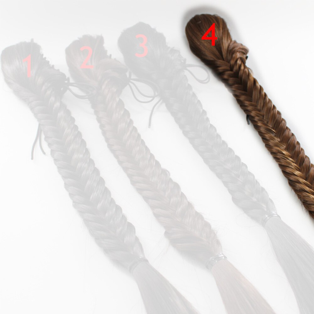 XUANGUANG Braided Plait Fishtail Fishbone Drawstring Synthetic Ponytail For White Female Hairpiece Black, Brown: 4  Light Brown