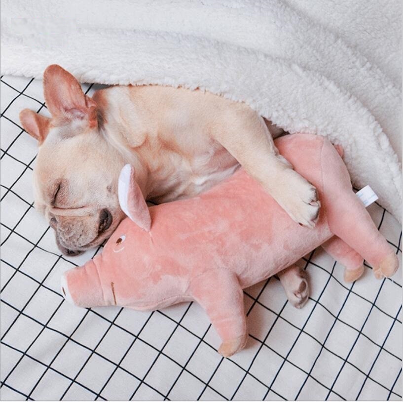 Dog Bite Toy Pig Shape Pet Toy Accompany Sleeping Pigs Toys Warm Soft Plush Cotton Sleeping Partner for Puppy Dogs Bulldog Teddy