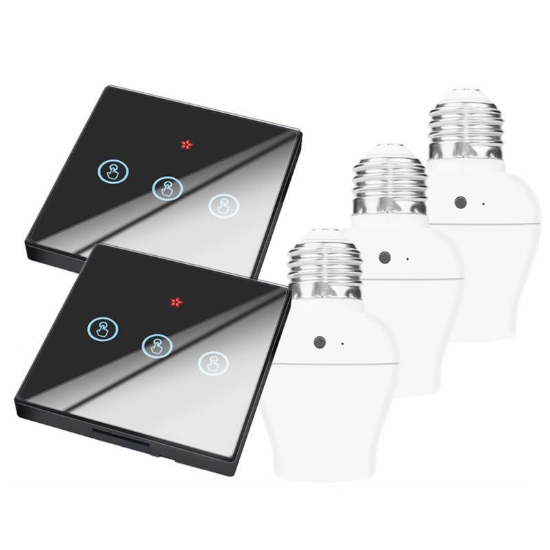 SMATRUL E26 E27 Lamp Holder Bulb Smart Switch Light Touch Wireless 1/2/3 Gang 433Mhz RF Remote Control Wall Panel Home 110V 220V: 06