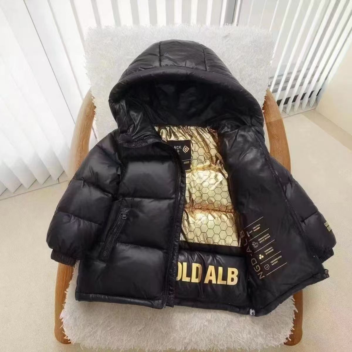 Goose Down Jacket para crianças, casaco quente, branco