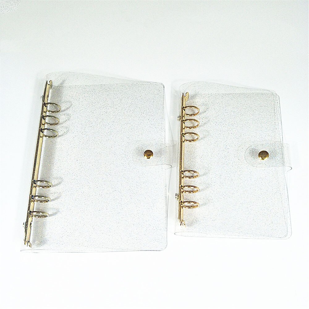 A5/A6 Glitter Sequins Loose Leaf Notebook Inner Core Cover 6 Rings Gold Rose Gold File Folder Binder Ring Kawaii Stationery