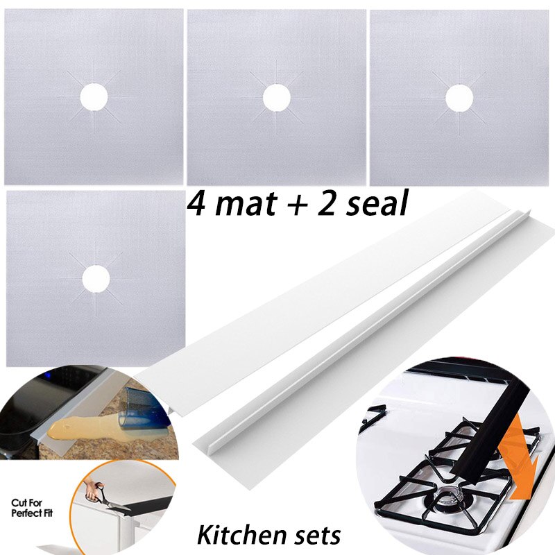 Stove Protector 1/4Pcs Cover Liner Gas Stove Protector Gas Stove Stovetop Burner Protector Kitchen Accessories Mat Cooker Cover: A6pcs