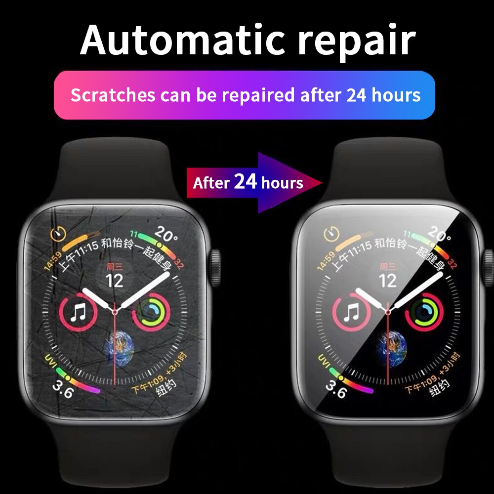 Protecteur d'écran transparent couverture complète Film de protection pour iWatch 54 40MM/44MM pour Apple Watch 321 38MM/42MM (non verre trempé)