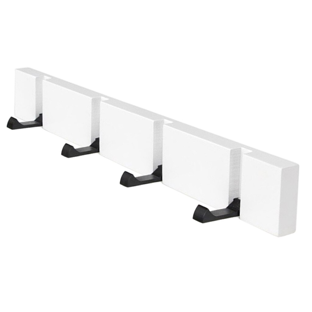 Folding Wooden Board Hooks Wall Door Hanger For Bathroom Robe Towel Coat Clothing Bedroom Kitchen - White 5 Hooks: White 4 Hooks