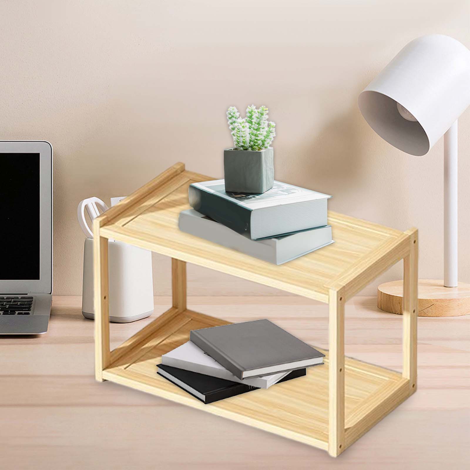 Houten opbergrek Rustieke desktopbenodigdheden Tafelblad Stand Display Plank voor Dames Heren Aanrecht Home Decor Kantoor Woonkamer