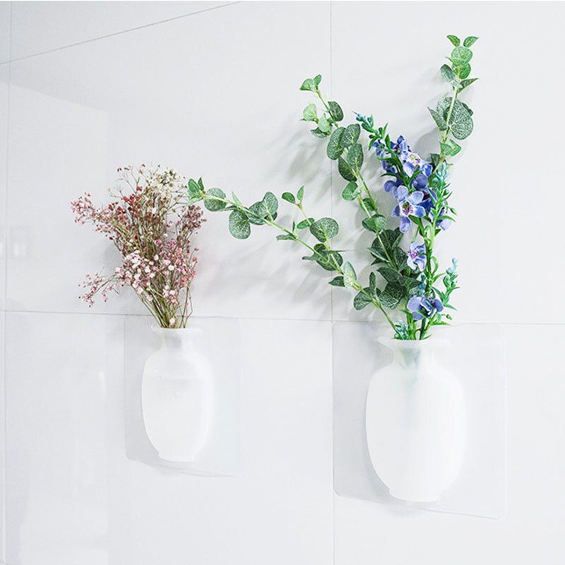 Silikon klibbig vas pinne på väggen blomkruka magiska blomväxtvaser blombehållare för hemmakontor väggdekorationer