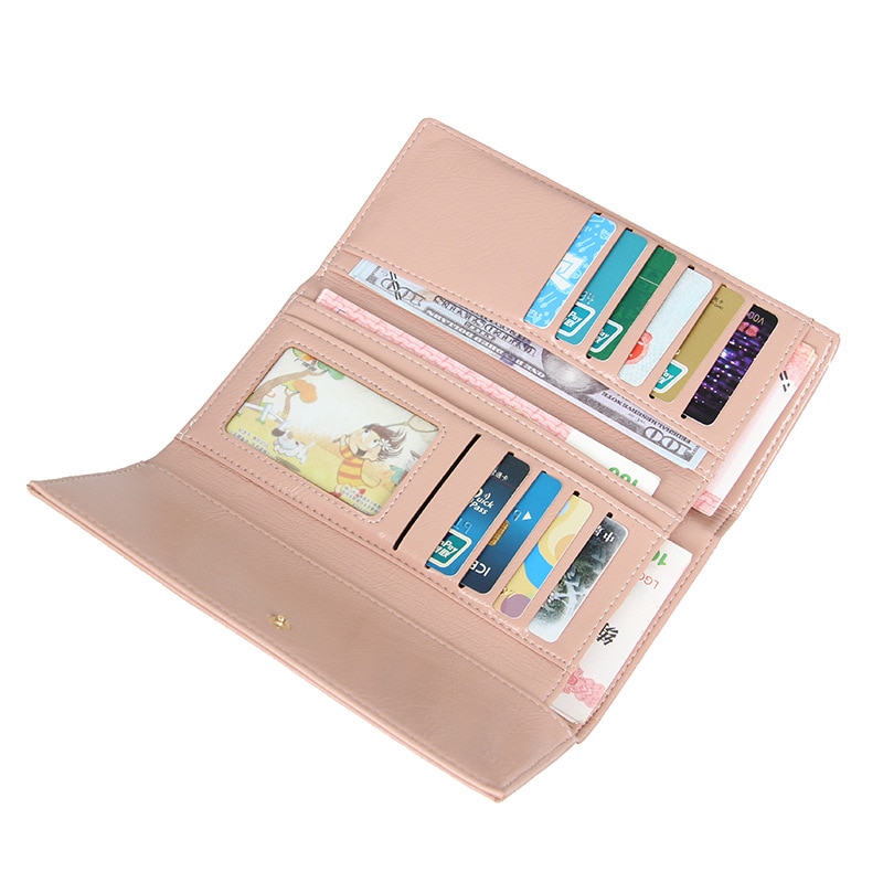 Women Long Wallet Cell Phone Pocket Zipper Coin Purse Ladies Card Holder Female trifold PU leather Clutch Bag