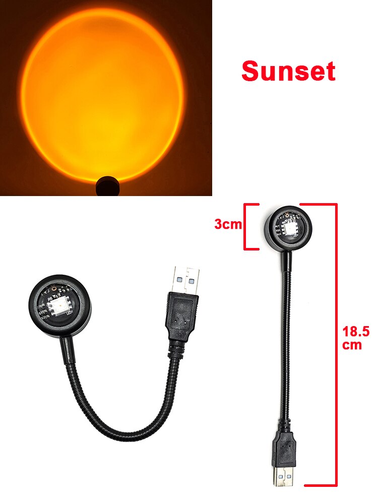 Usb solnedgang lampe solnedgang projektor humør lys stue soverom natt lys rom dekor bar atmosfære fotografi bakgrunn: Mini solnedgang