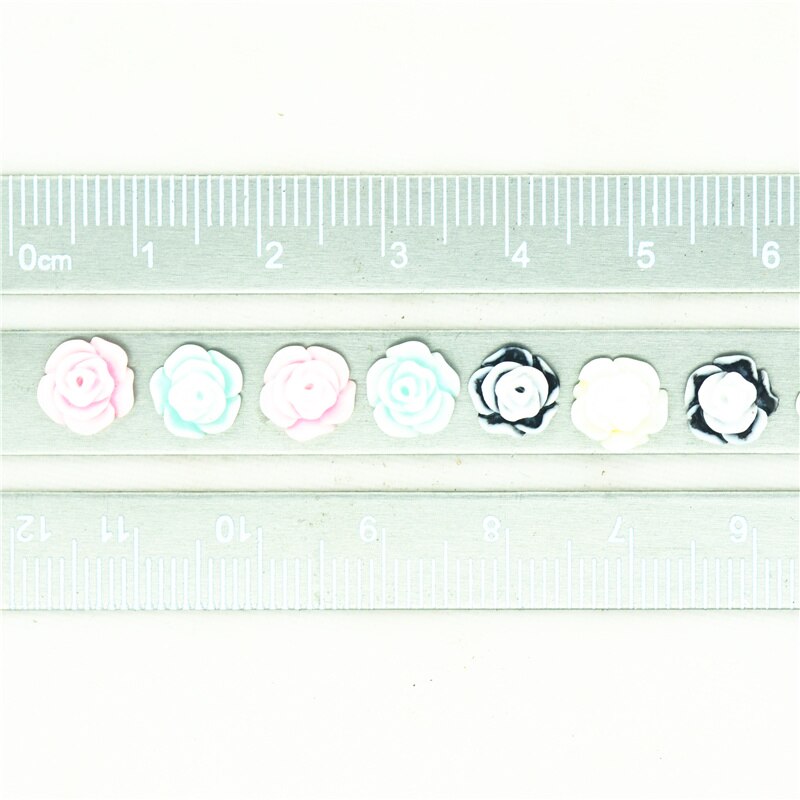 50 stks 7mm Wit-Geel Twee-Kleur Resin Plaksteen Bloemen | Nail Art Decoratie Miniaturen | Hars bloemen