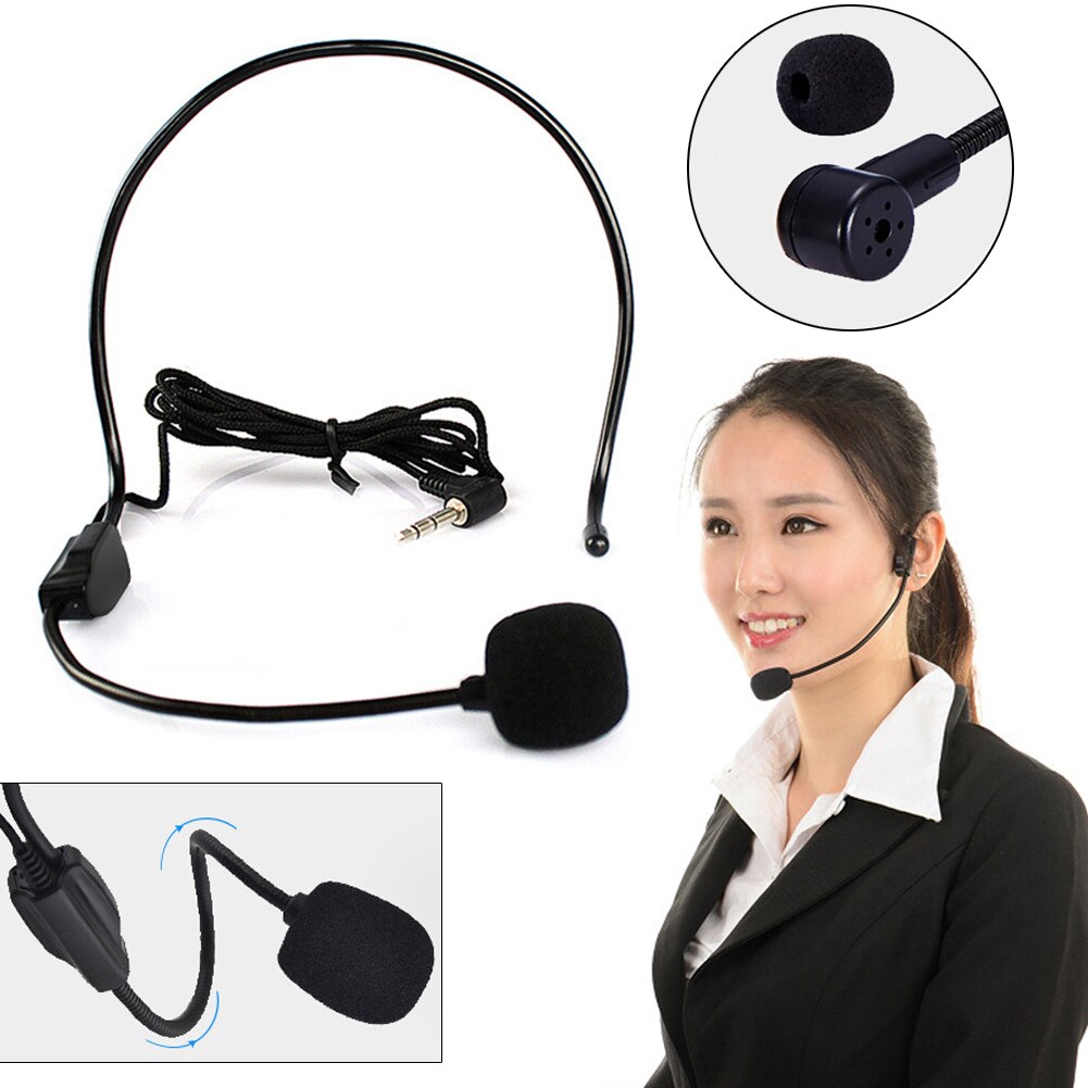 Headworn Wired Hands Free Headset Conference Microphone Mic System 3.5 mm Megaphone For Speaker Teacher Tour Guide