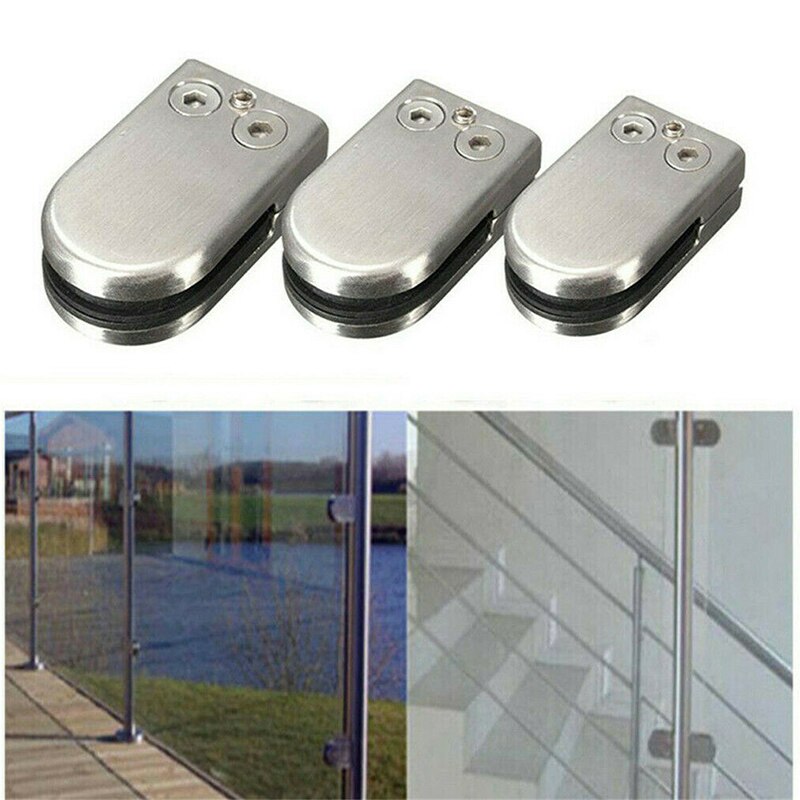4 STUKS Maat Rvs Leuningen Balustrades Glas Klem Clips Beugel Voor 6-12mm Glas Corrosiebestendig eenvoudige Installatie