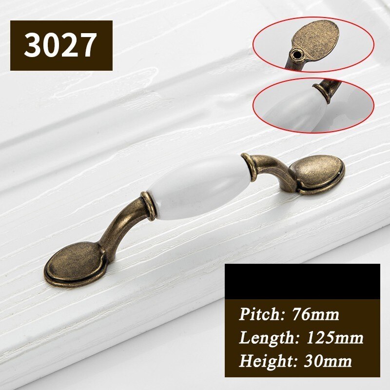 Antique Door Handles for Kitchen Cabinets Knobs and Handles White Ceramic Door Handle European Furniture Handles Drawer Pulls: F
