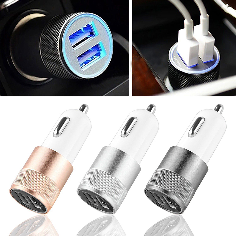 Dual USB Car Charger Adapter 3.1A Smartphone/Tablet Auto Metalen Lader