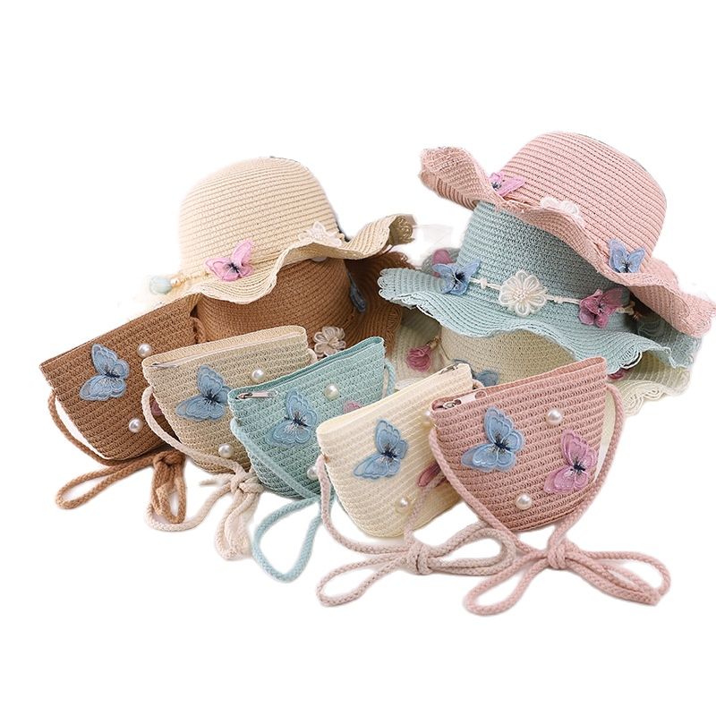 OPVXZAD Ensemble Chapeau En Paille Et Sac à Main Pour Filles