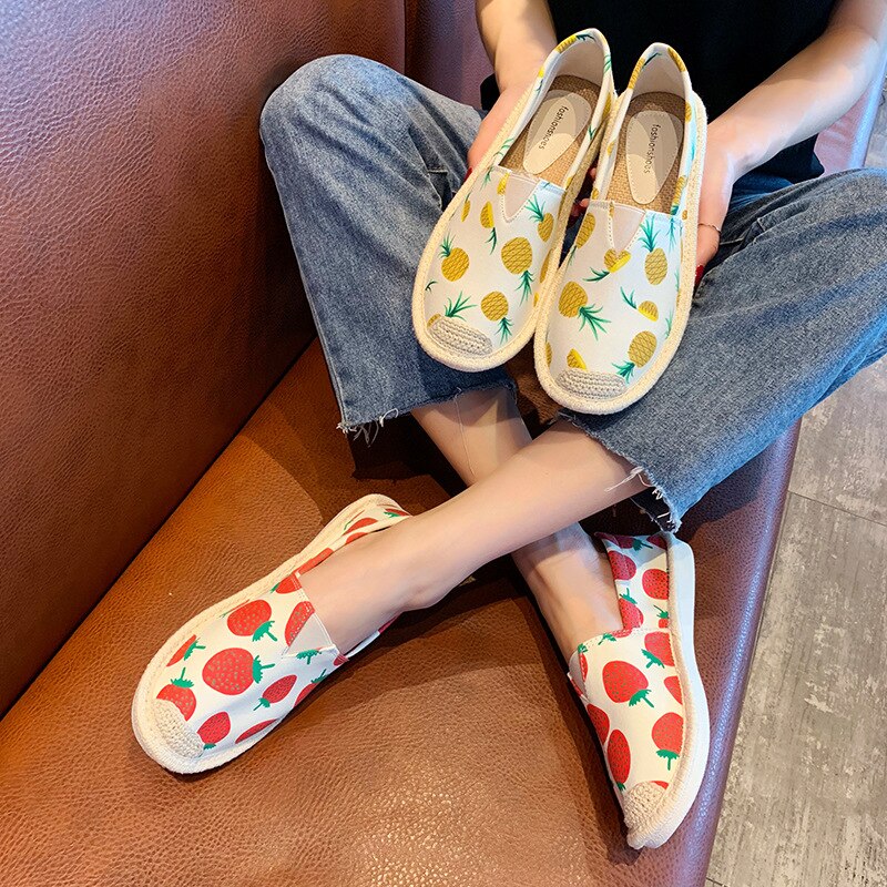 Chaussures de pêcheur mignon ananas fraise été nouvelle coréenne femme étudiant dames chaussures décontractées