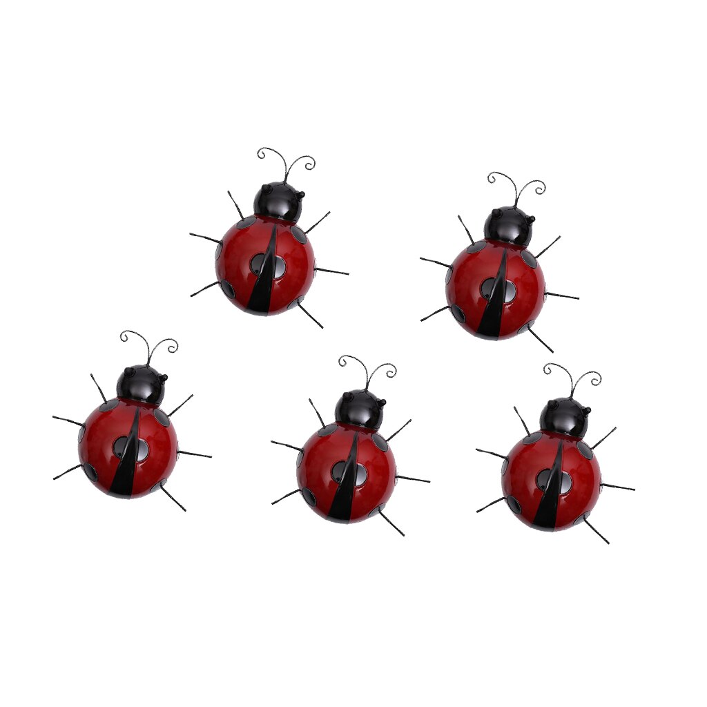 5x Ladybug Insect Ornament Home Garden Decor Wall Hanging Art Craft 10cm Red