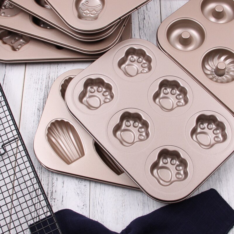 Microwave dish 6 Holes Non-Stick Muffin Cake stainless steel dinner plate baguette baking tray cookie sheet tray mini cake pans