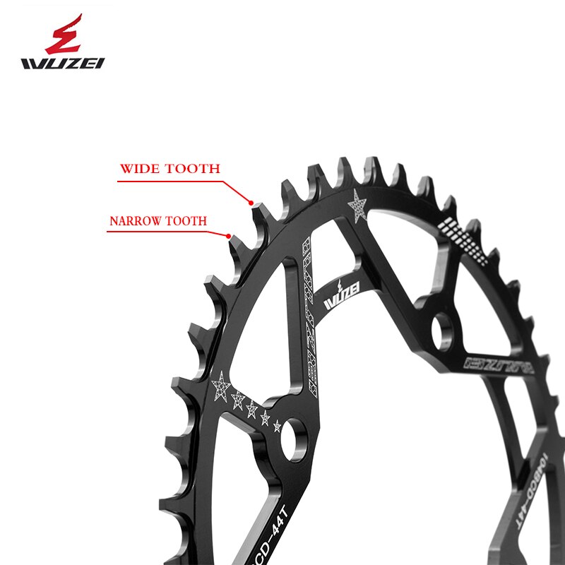 Wuzei Bcd Crown 104 łańcuch owalny bezpośredni montaż pojedyncza korona świeca Pe Monoplate Mtb korba 32 34 36 38 40 42 zęby łańcuch pierścień