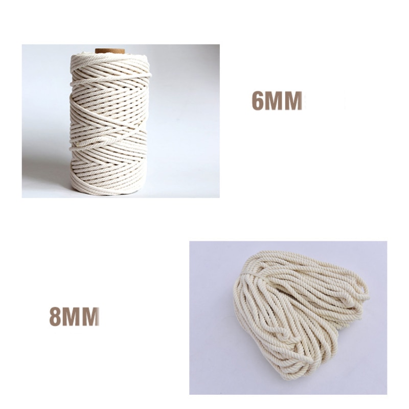 4mm 5mm 6mm 8mm Macrame String Twisted Cotton Cord Natural Beige Cords For DIY Home Wedding Accessories