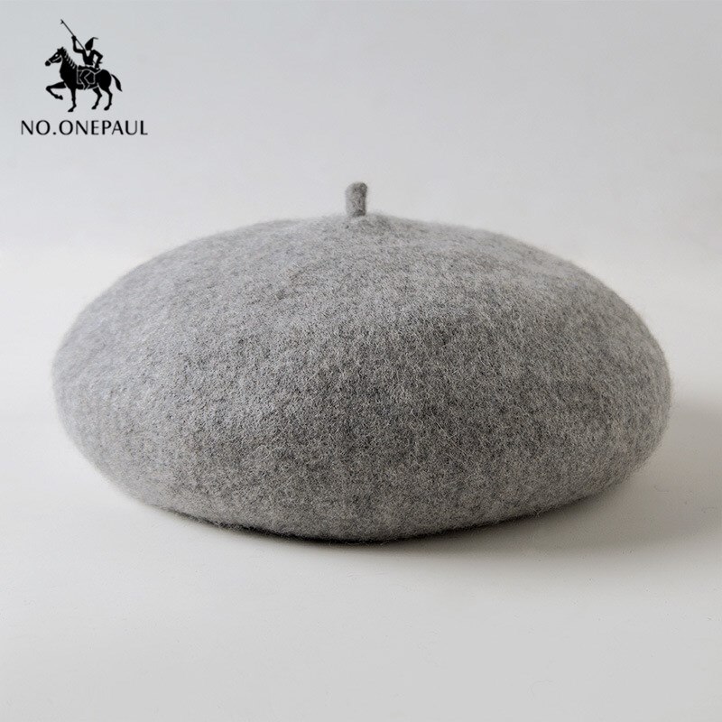 NO.ONEPAUL Female Bonnet Caps Winter All Matched Warm Walking Hat Cap Cheap Women Wool Solid Color Beret