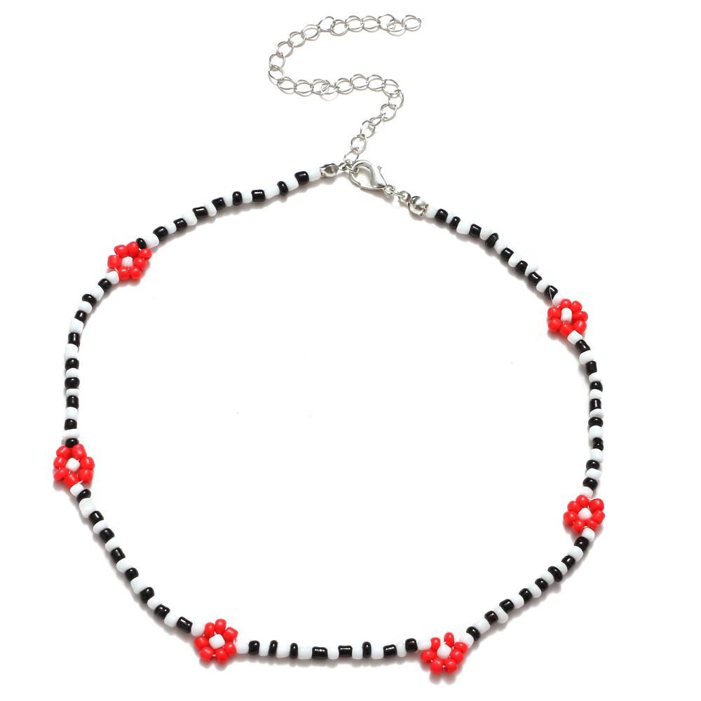 EN Korea Lovely Daisy Flowers Choker Necklace Women y2k Beads Necklace Of Women Girl For Party Beach Trendy Jewelry: ENS81285-08