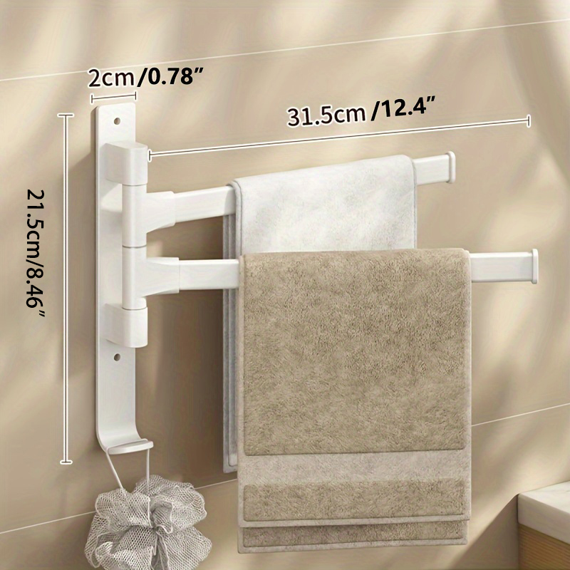 Bathroom Towel Rack Rotatable Towel Holder Space Aluminum 2/3/4/5-Bar Towel Hanger Kitchen Shelf Paper Hanging Wall Mounted: Red