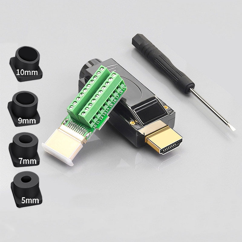 Conector de cabeza de soldadura HDMI, carcasa de aleación de aluminio, Junta chapada en oro, línea HD 4K, macho DIY
