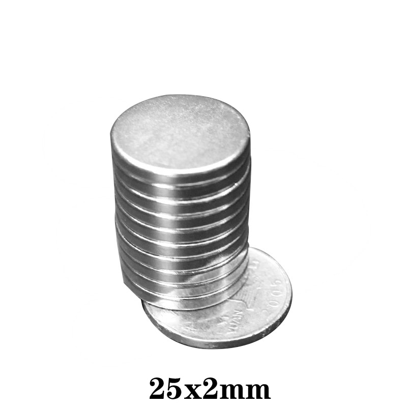 5/10/20/30/50/60 stk 25 x 2 runde kraftfuld magnetisk 25 mmx 2mm ark neodymmagnet 25 x 2mm permanente ndfeb stærke magneter 25*2