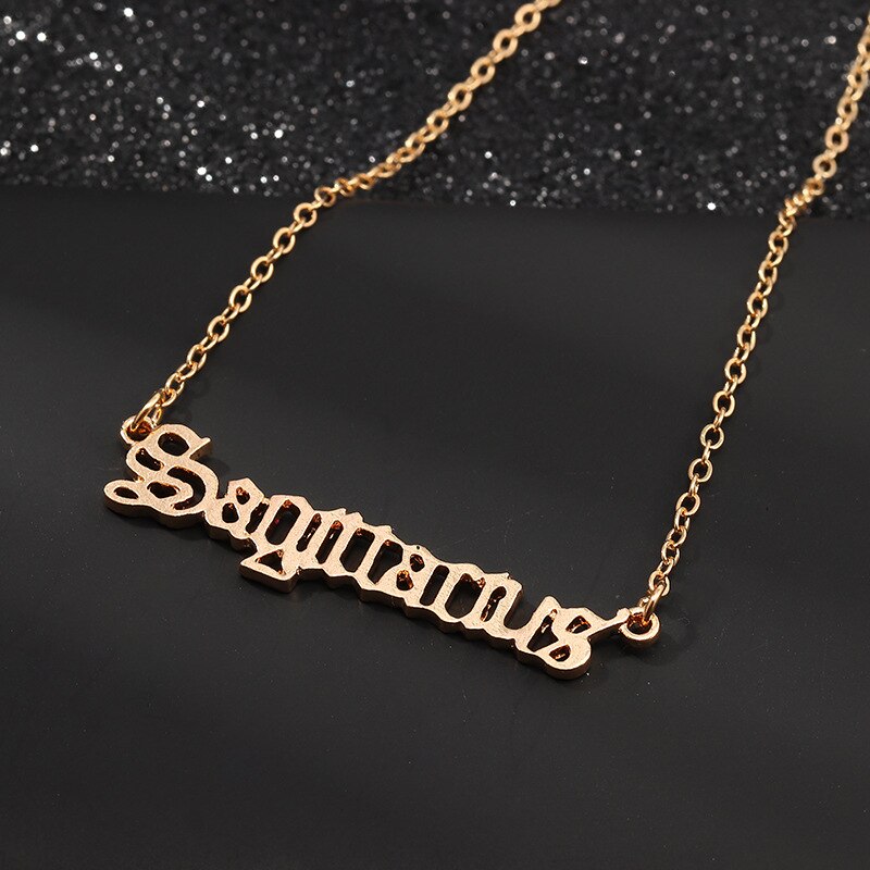 Zodiac Alphabet Necklace Creativity European Girls Twelve Constellation Alloy English Letter Necklaces Jewelry For Women: NZ1526Sagittarius