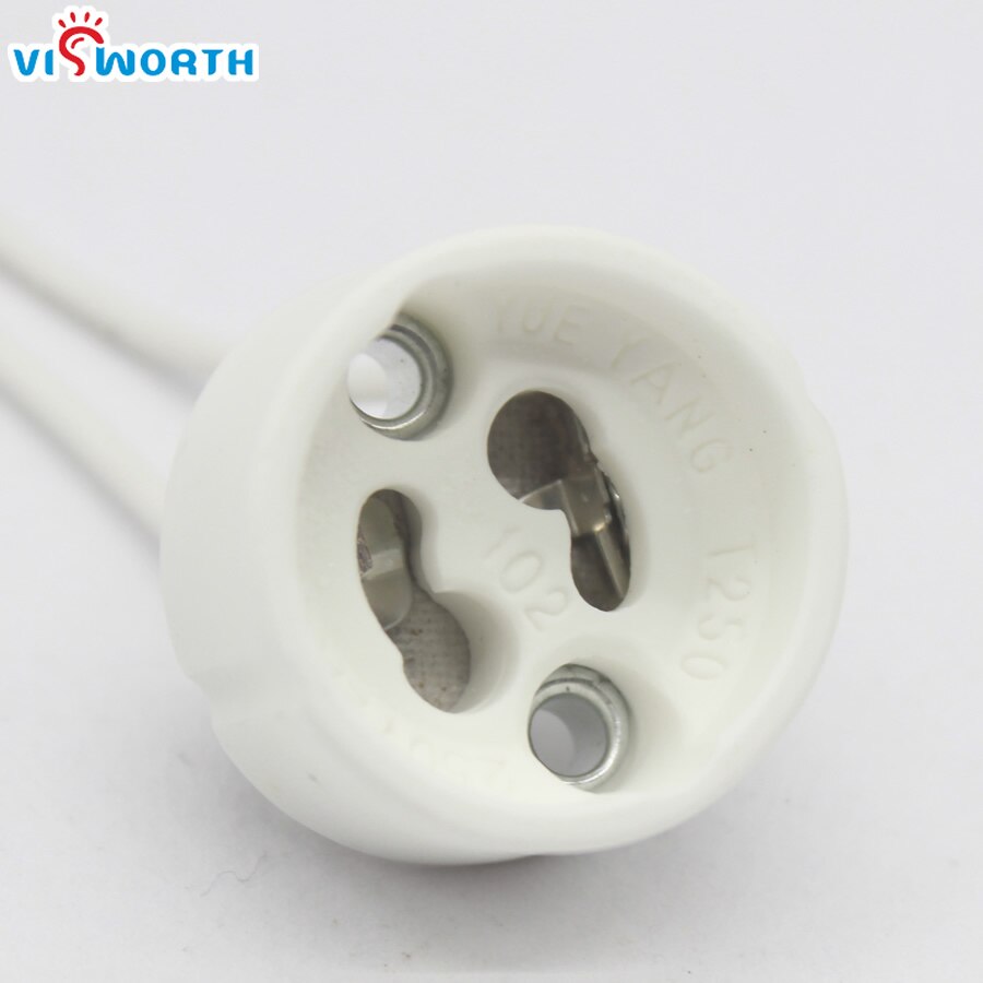 Bases de lámpara Gu10, soporte de cerámica blanca con cable de 10cm