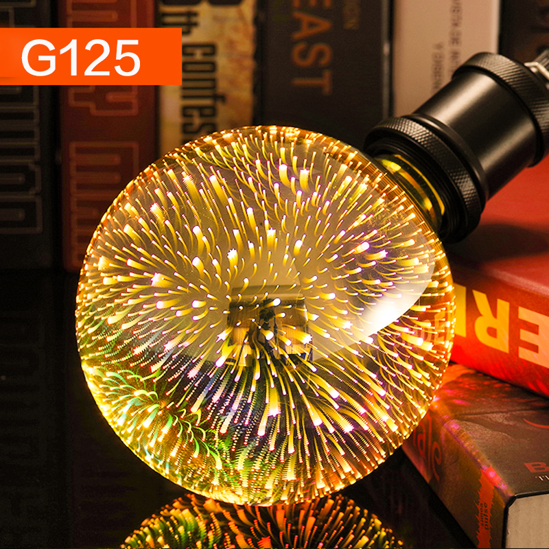 Led Lamp E27 Retro 3D Decoratie Led Lamp 220 V 110 V A60 ST64 G80 G95 G125 Vuurwerk Lichten Verlichting Gloeilamp: G125