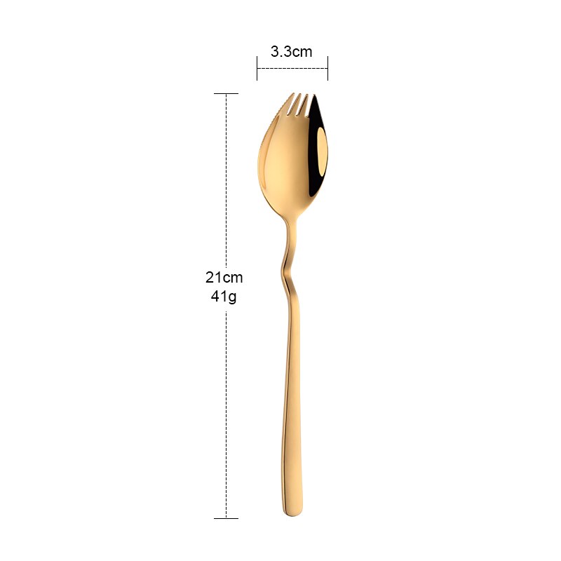1PCS 3 IN 1 Kitchen Dinner Fork With Special V Stainless Steel Sporks Dessert Fork Spoon Noodles Salad Fruit Utensils