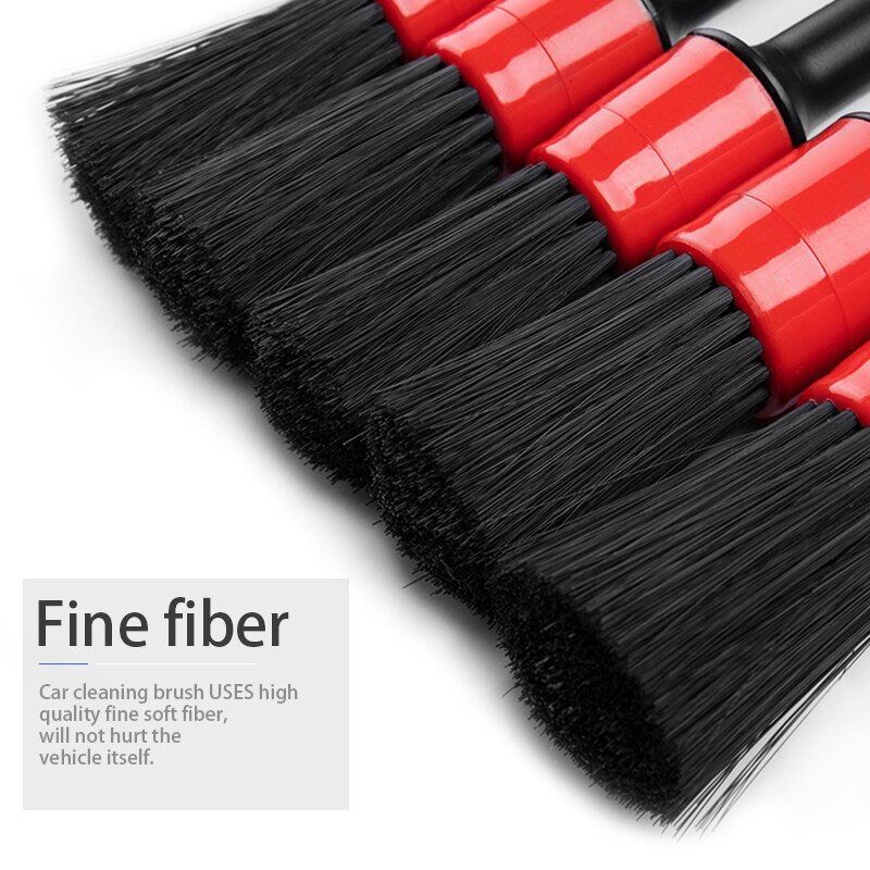 5 st naturligt vildsvinshår detalj borste bil rengöring detalj uppsättning bil detaljer för bil rengöring smuts damm ren borste