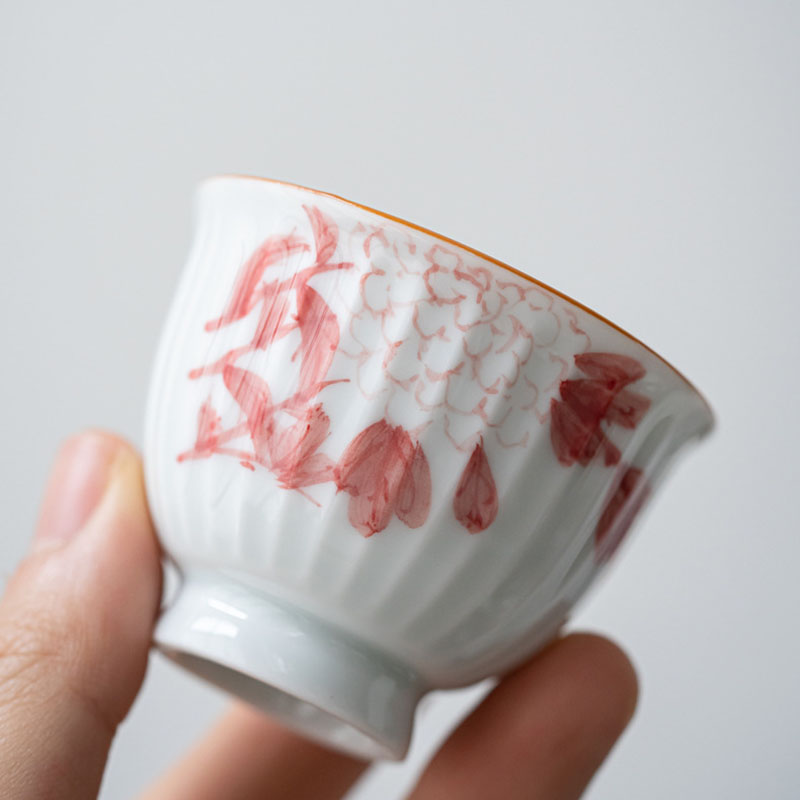 Taza de té pintada a mano, taza individual de hortensia, Kung Fu, taza de té Personal, tazón Maestro de cerámica especial, para el hogar, 2 unids/set por juego