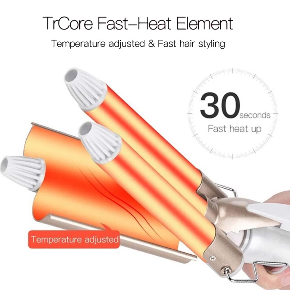 Elektrische krultang met 3 staven, krultang, thuiskapper, dameskapseltool, geschikt voor het maken van kapsels voor daten en feesten.
