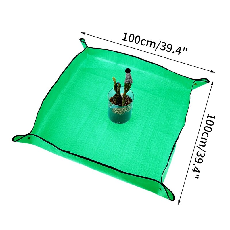 Planting Mat PE Square Gardening Mat Waterproof Plant Potting Mat Thicken Foldable Garden Pad Anti-dirty Transplanting Tarp: Green(PE)-3L