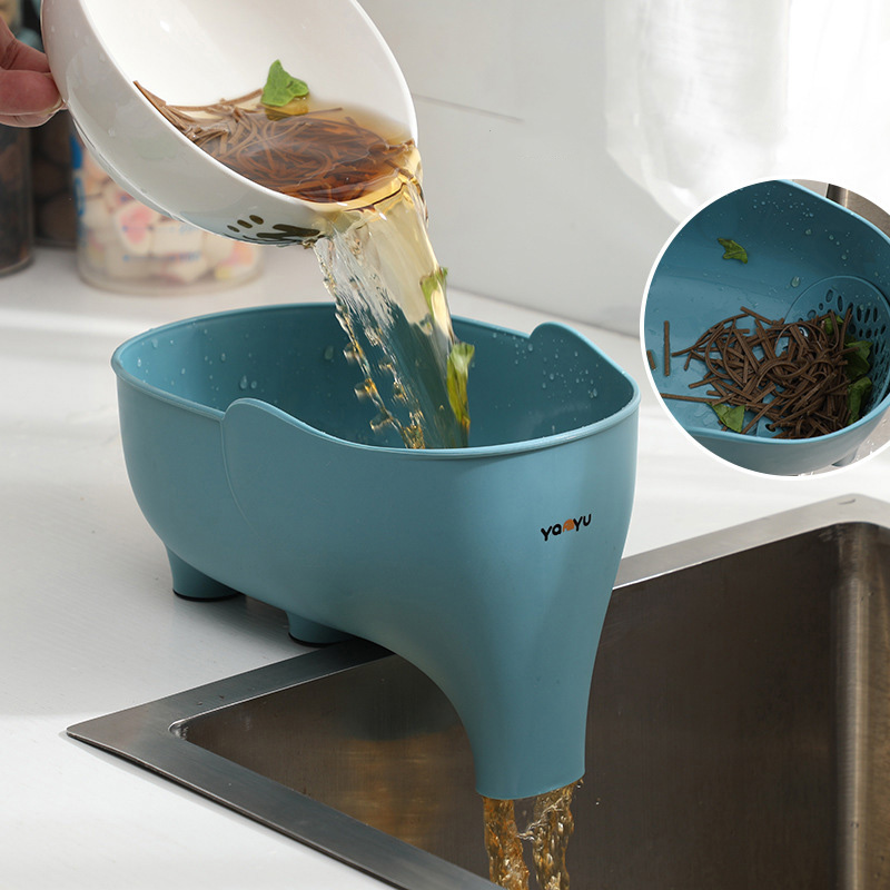 Waschbecken Sieb Elefant Sculpt Übrig gebliebener Abflusskorb Suppe Müllfilter Anti Skid Obst Gemüse Abtropffläche Küchenzubehör