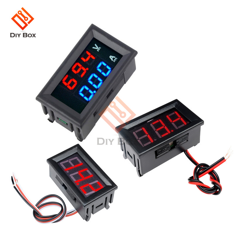 0.56 "pouce Mini voltmètre numérique ampèremètre DC 100V 10A volts ampèremètre ampèremètre testeur de tension LED câble d'affichage connecteur