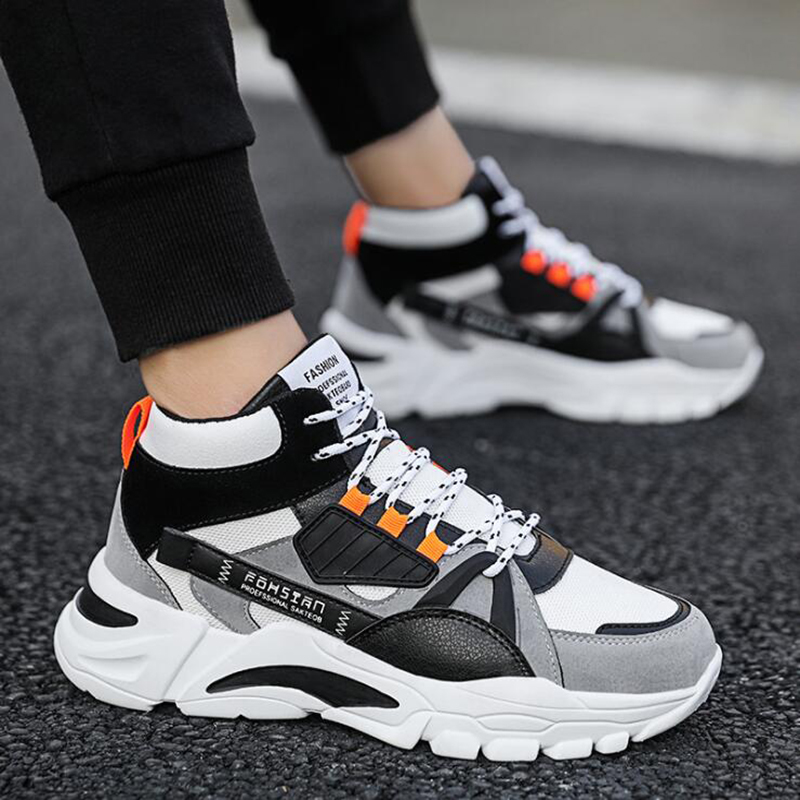DIHOPE hommes chaussures décontractées lac-up chaussures hiver femme Clunky Sneaker plate-forme décontractée haute aide papa chaussures taille 39-44