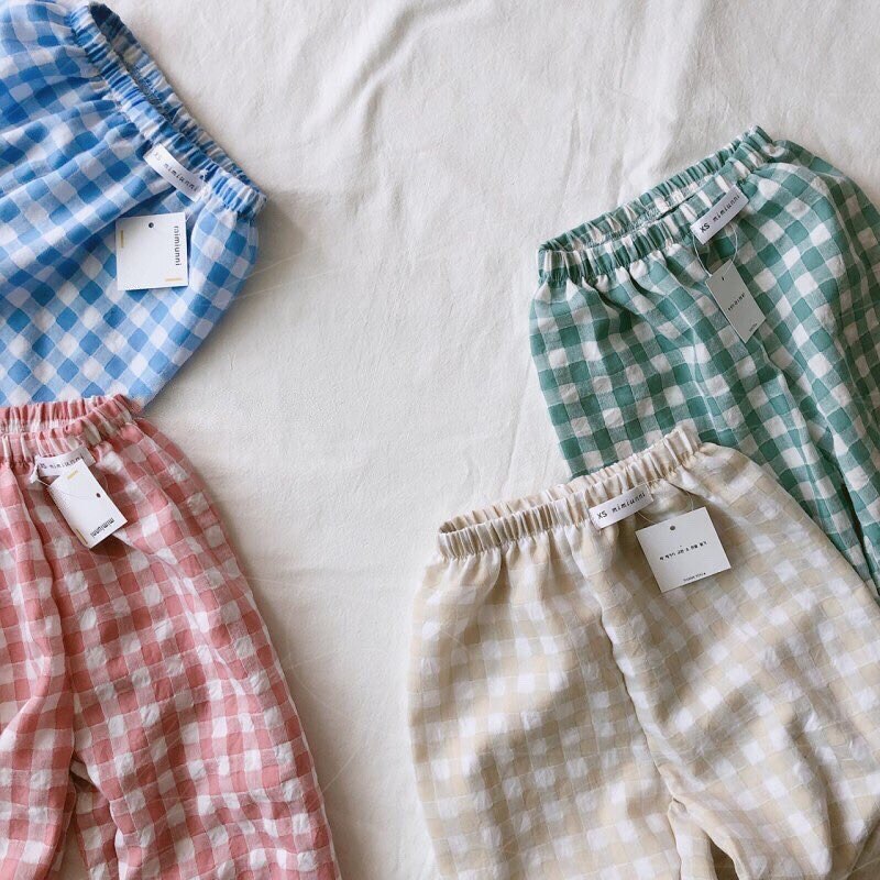 Småbarn flicka volangbyxor sommar barn fritidsbyxor baby anti-myggbyxor barn pojkar rutig byxor flicka bloomers