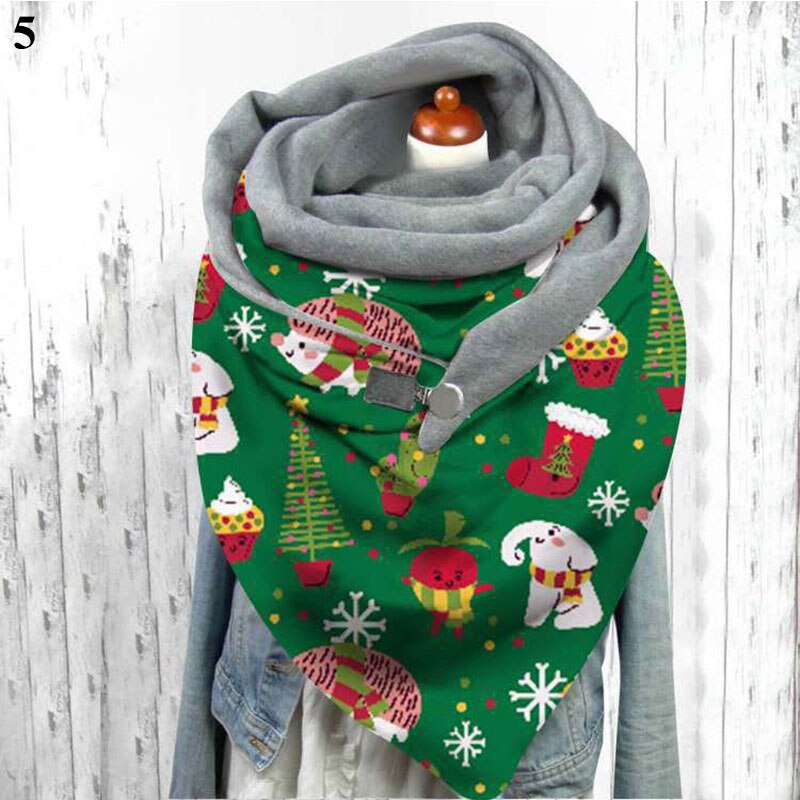 Multi-usages col châle femmes noël impression écharpe bouton écharpe enveloppes Triangle foulards Plus velours motif papillon: 5