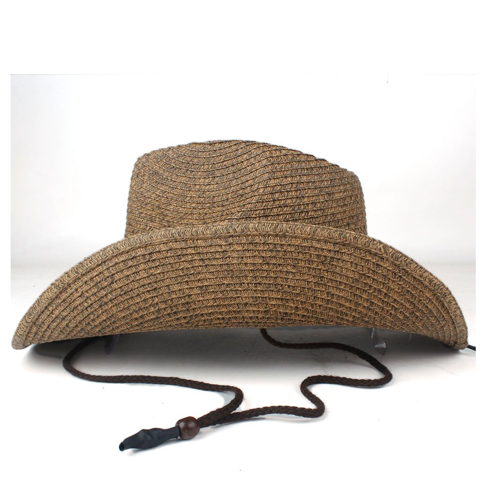 Sombrero de paja de vaquero occidental para Hombre y mujer, Sombrero de ala ancha para exteriores, color negro, para verano,