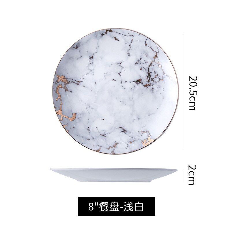 Nordic ceramic plate marmoror home ceramic tableware Restaurant: white