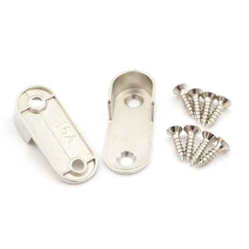 1 pair Wardrobe tube support Clothes Holder bracket Hanging Rod fitting for tube of Dia.16mm + 4 Screws