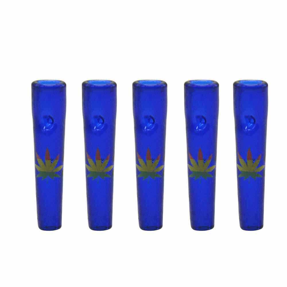 5Pcs Cone Mond-Tips Glas Herbruikbare Filter Tips Mond-Tips Glazen Kegel Kunstenaar Mond Tips: Blue-ColorfulLeaf