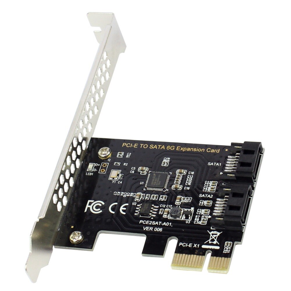 PCI-E Adapter Card PCI Express X16 to SATA3.0 7Pin 2 Ports SATA III 6G Expansion Controller Adapter Card for PC Desktop WIN7/8