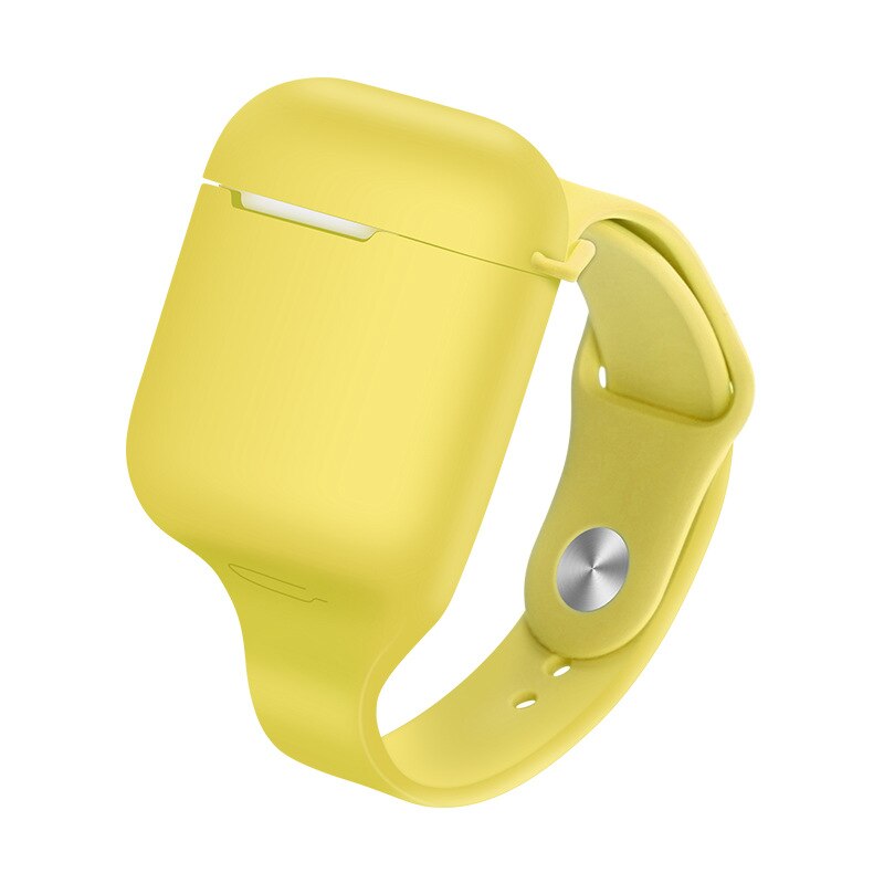 Esportes caso de silicone para airpods 2 caso faixa de pulso earpods casos para airpod ar vagens 1 capa coque macio portátil pulseiras luxo: Yellow