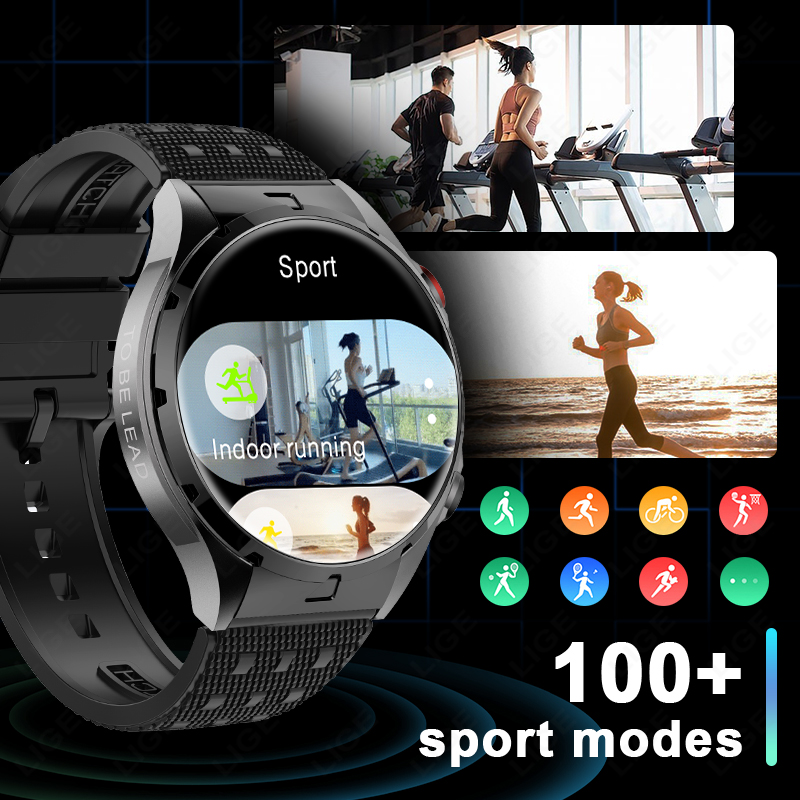 LIGE AMOLED Screen ricarica Wireless NFC Smart Watch Sport impermeabile orologio da uomo Smartwatch da donna 1GB grande memoria chiamata Bluetooth
